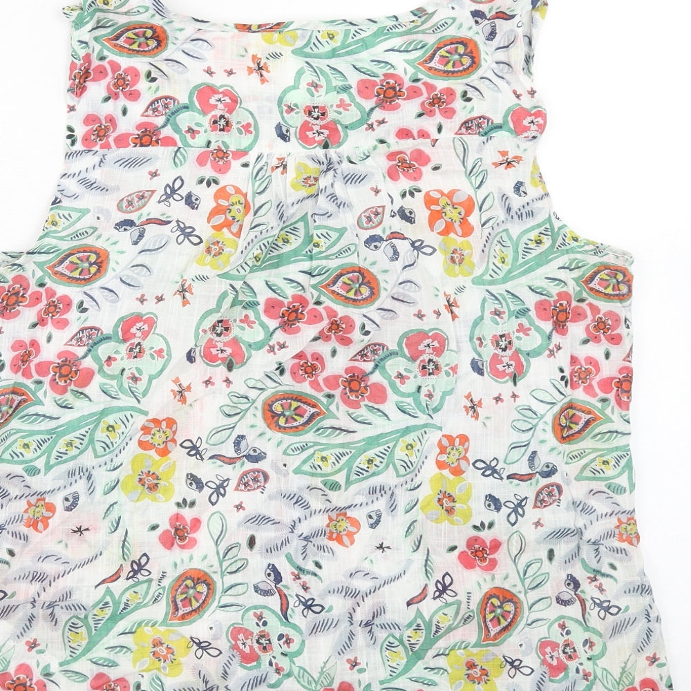 MANTARAY PRODUCTS Womens Multicoloured Floral Cotton Basic Button-Up Size 14 Boat Neck