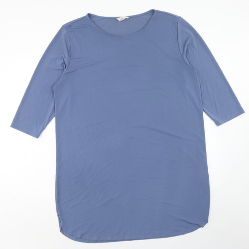 H&M Womens Blue Polyester A-Line Size L Round Neck Pullover
