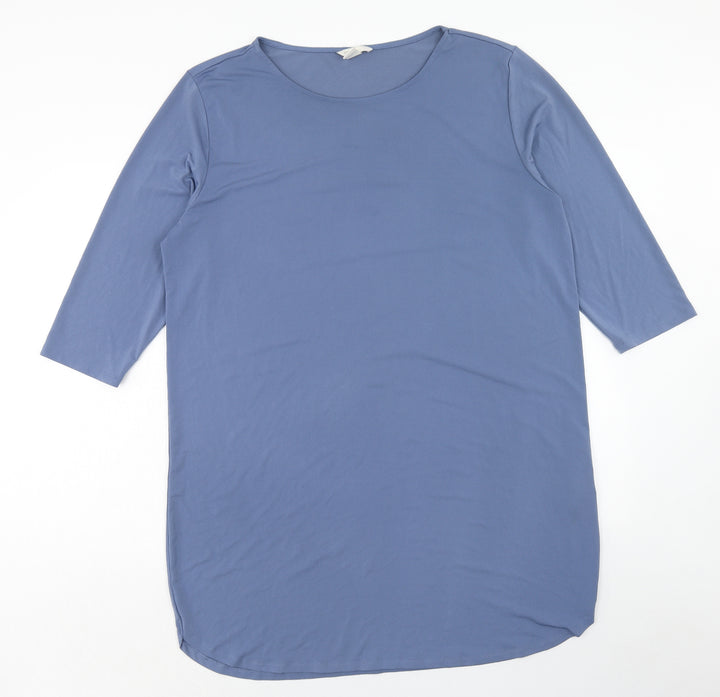 H&M Womens Blue Polyester A-Line Size L Round Neck Pullover