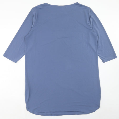 H&M Womens Blue Polyester A-Line Size L Round Neck Pullover