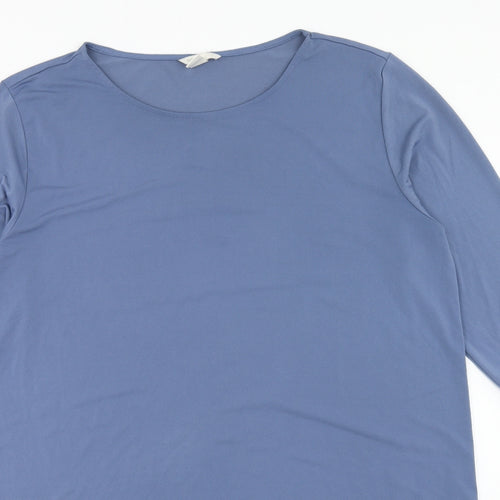 H&M Womens Blue Polyester A-Line Size L Round Neck Pullover