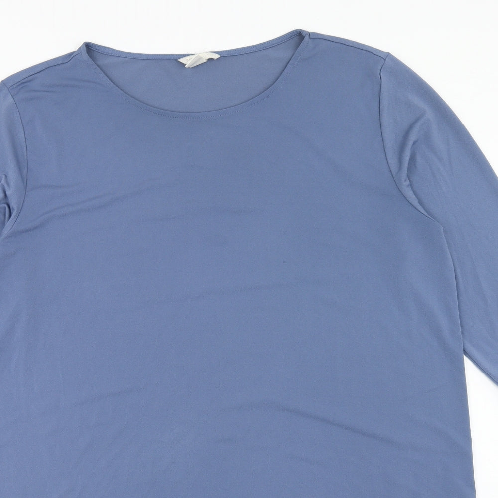 H&M Womens Blue Polyester A-Line Size L Round Neck Pullover