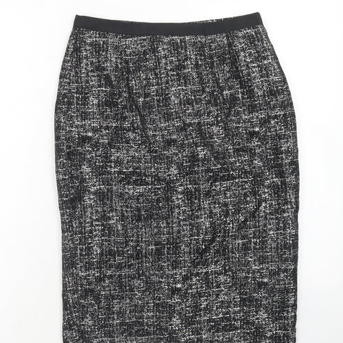 Marks and Spencer Womens Black Geometric Polyester Straight & Pencil Skirt Size 8 Zip