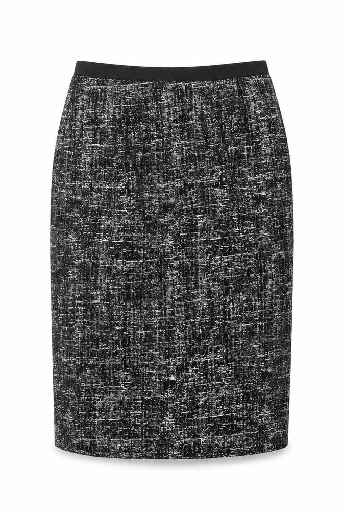 Marks and Spencer Womens Black Geometric Polyester Straight & Pencil Skirt Size 8 Zip