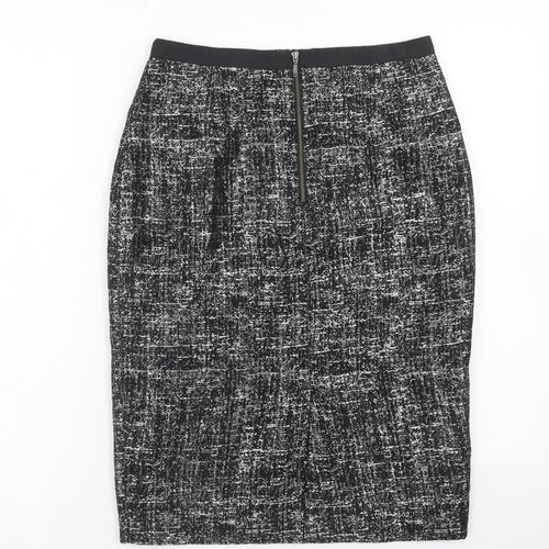 Marks and Spencer Womens Black Geometric Polyester Straight & Pencil Skirt Size 8 Zip