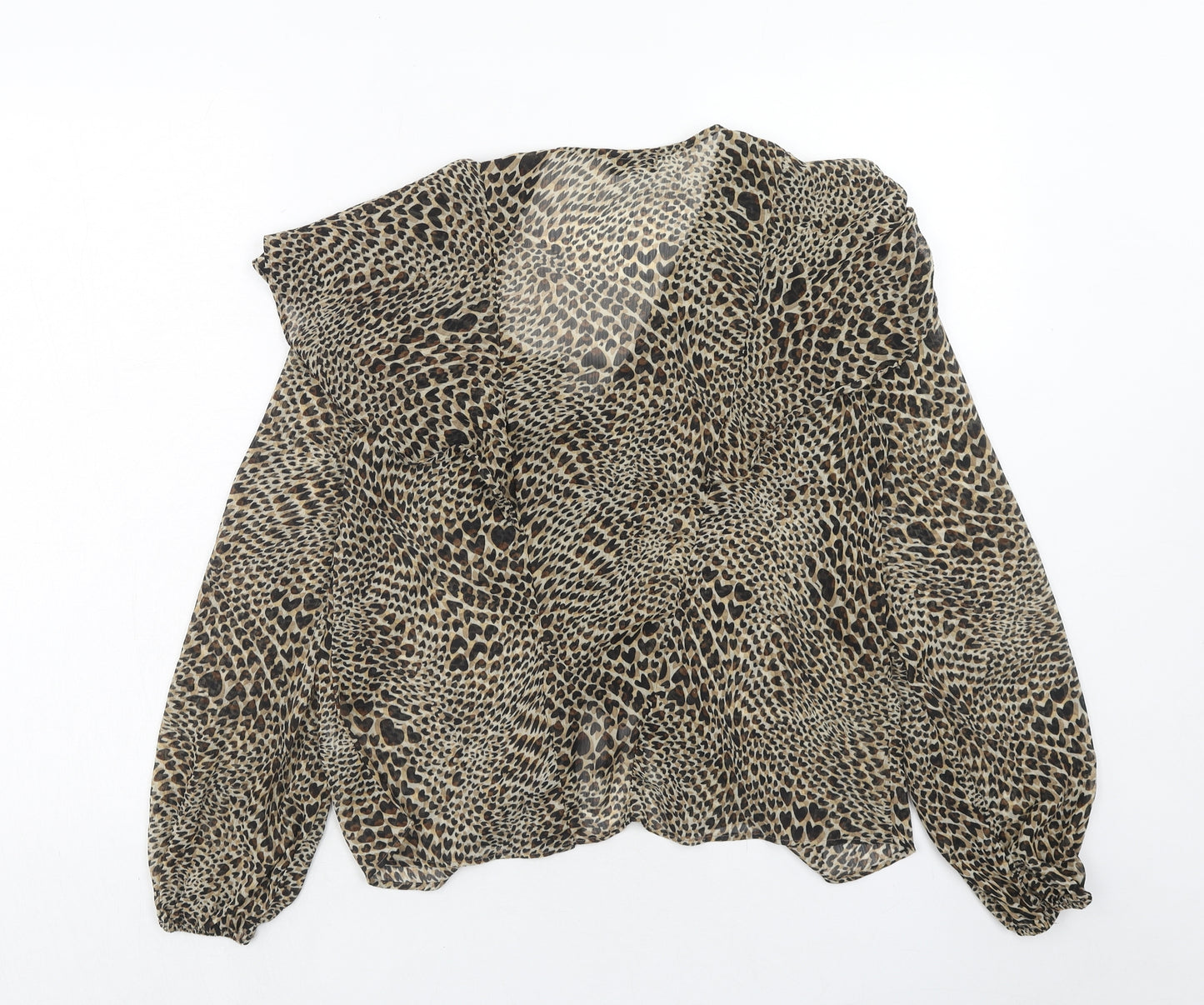 Topshop Womens Brown Geometric Polyester Basic Blouse Size 10 V-Neck