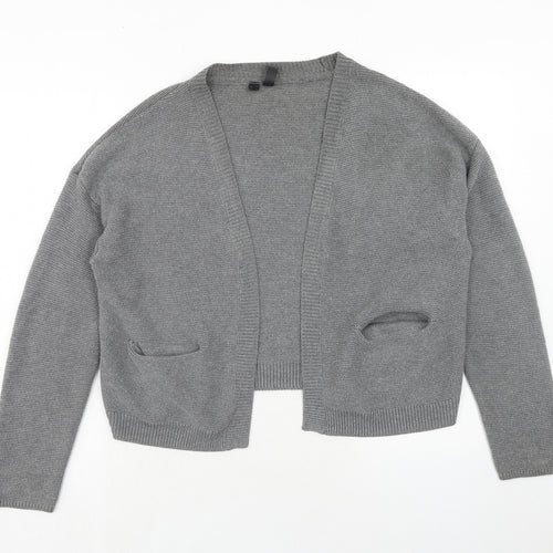 Rainbow Womens Grey V-Neck Acrylic Cardigan Jumper Size S