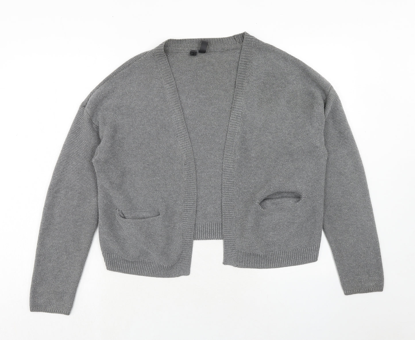 Rainbow Womens Grey V-Neck Acrylic Cardigan Jumper Size S