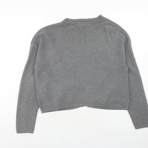 Rainbow Womens Grey V-Neck Acrylic Cardigan Jumper Size S