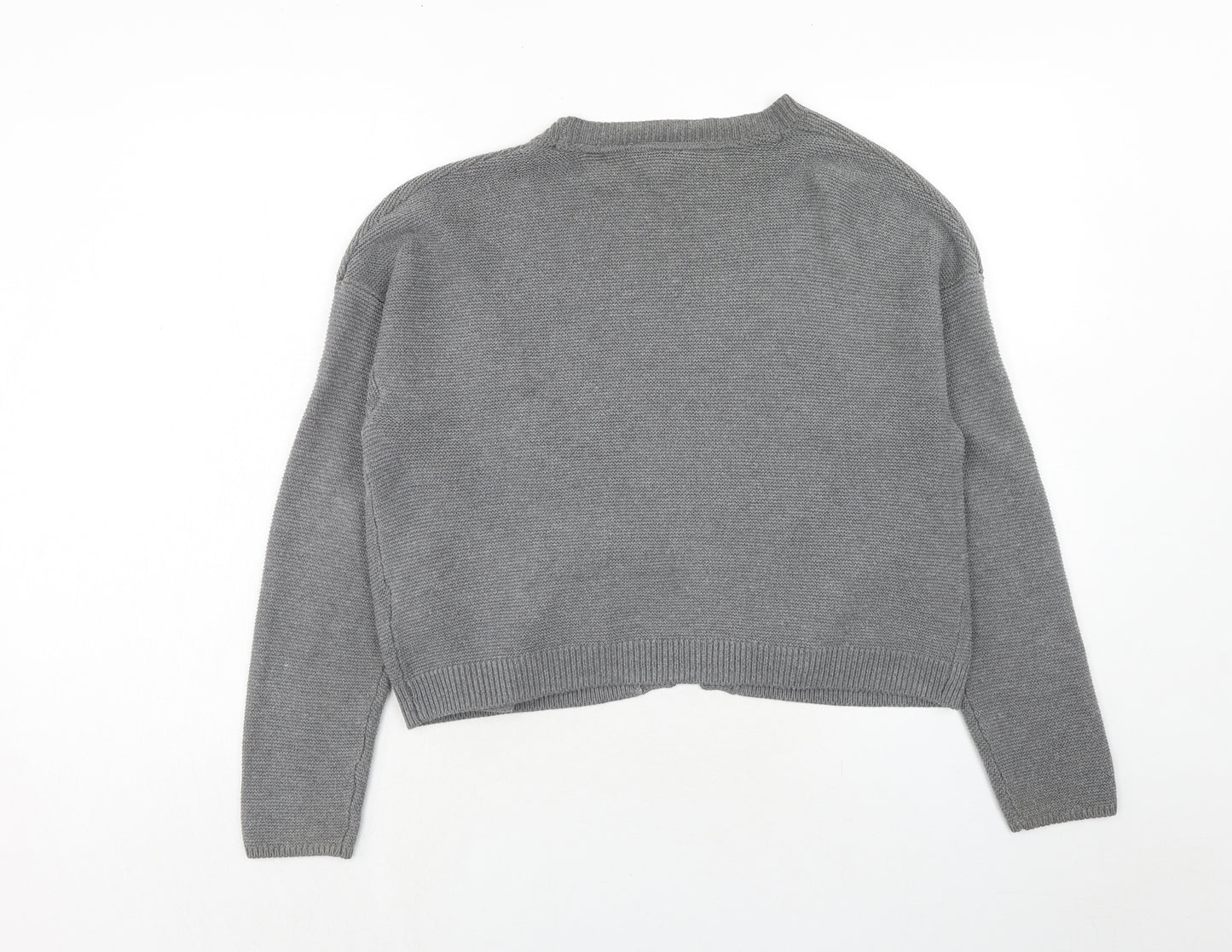 Rainbow Womens Grey V-Neck Acrylic Cardigan Jumper Size S