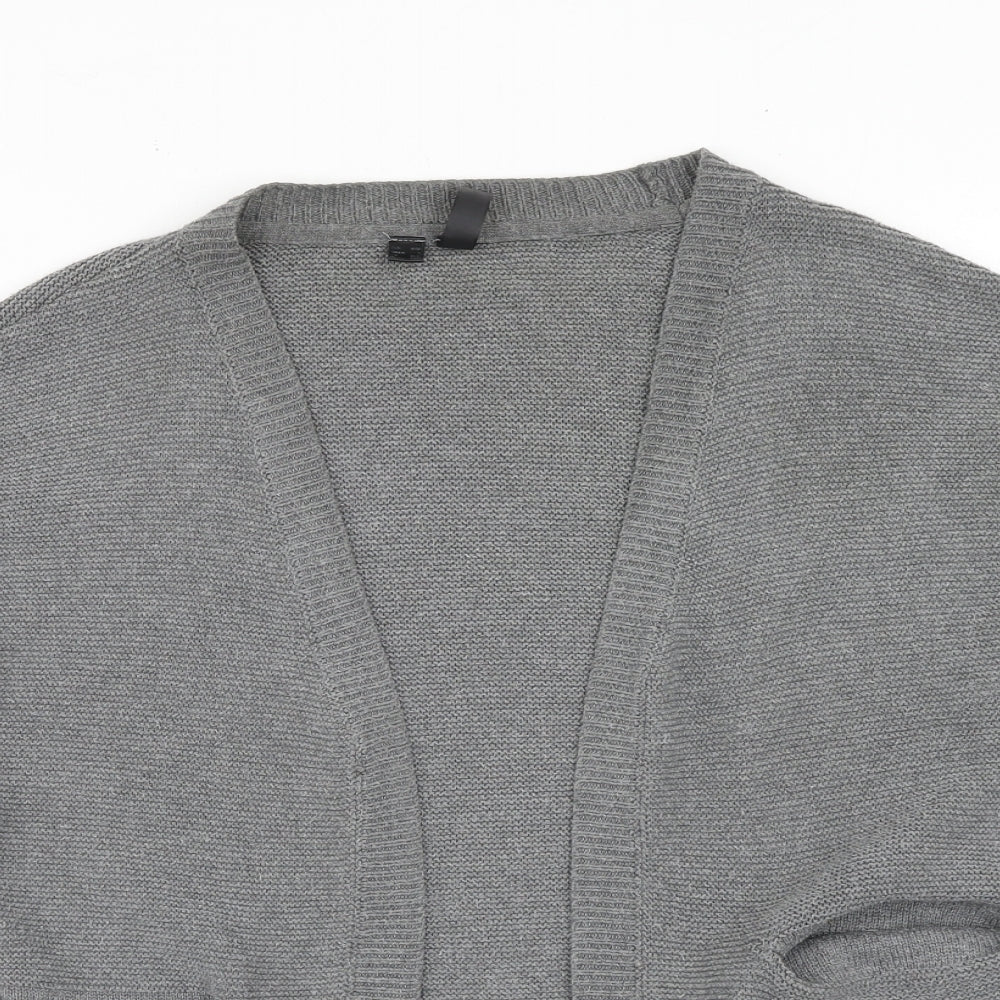 Rainbow Womens Grey V-Neck Acrylic Cardigan Jumper Size S