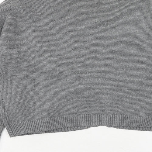 Rainbow Womens Grey V-Neck Acrylic Cardigan Jumper Size S