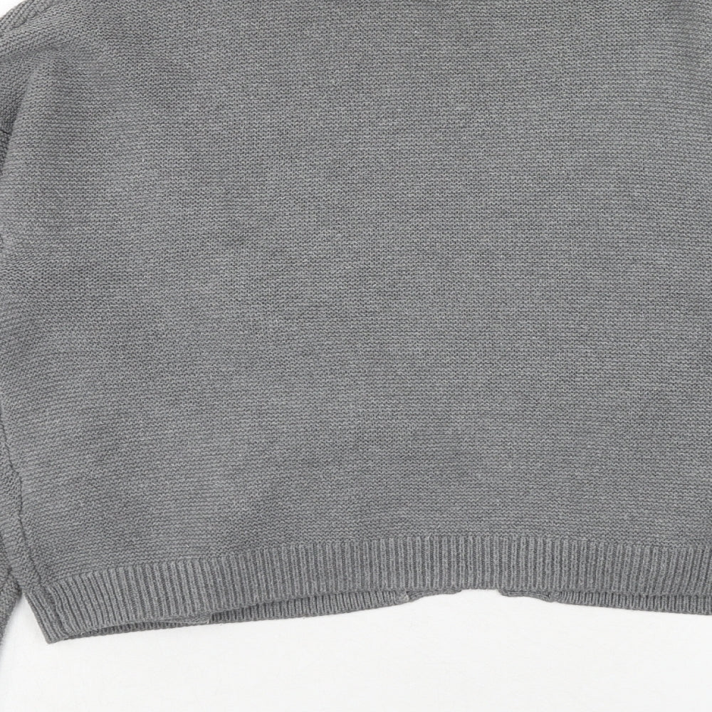 Rainbow Womens Grey V-Neck Acrylic Cardigan Jumper Size S