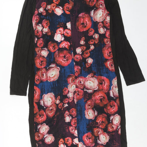 Fenn Wright Manson Womens Pink Floral Polyester A-Line Size 14 Round Neck Zip
