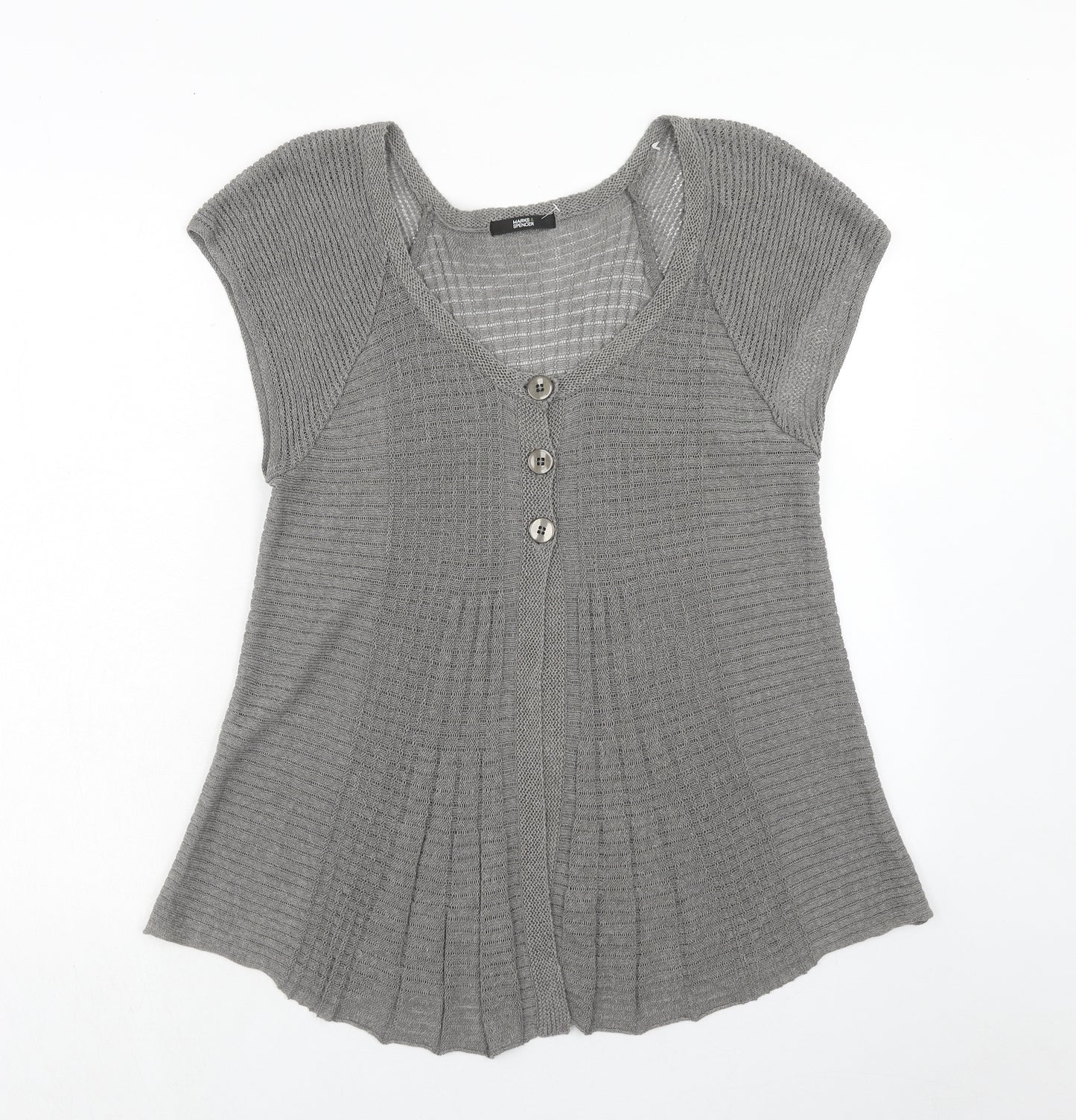Marks and Spencer Womens Grey Round Neck Viscose Pullover Jumper Size 16