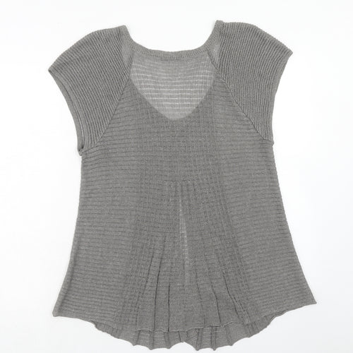 Marks and Spencer Womens Grey Round Neck Viscose Pullover Jumper Size 16