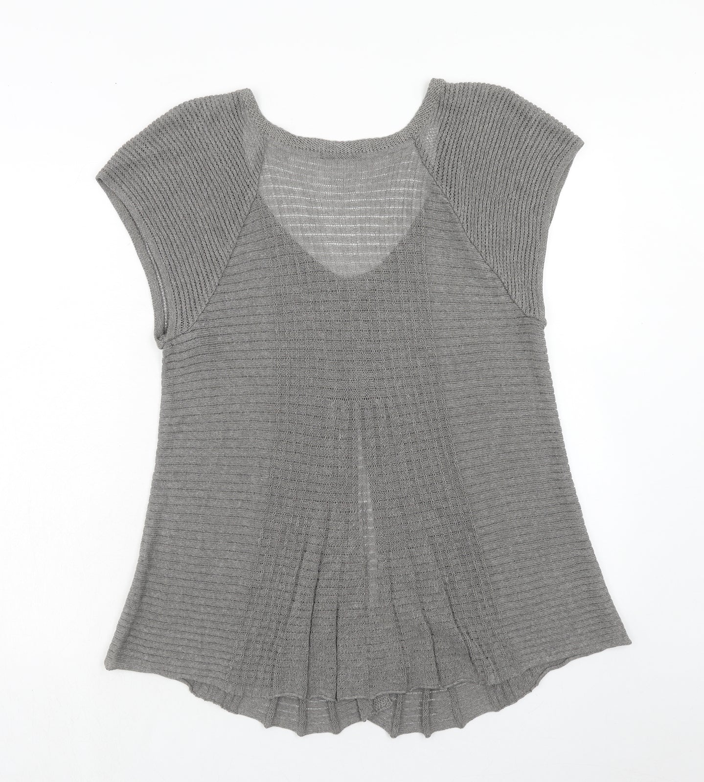 Marks and Spencer Womens Grey Round Neck Viscose Pullover Jumper Size 16