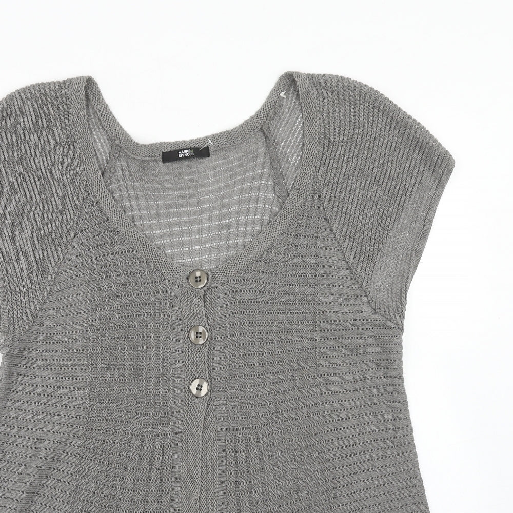Marks and Spencer Womens Grey Round Neck Viscose Pullover Jumper Size 16