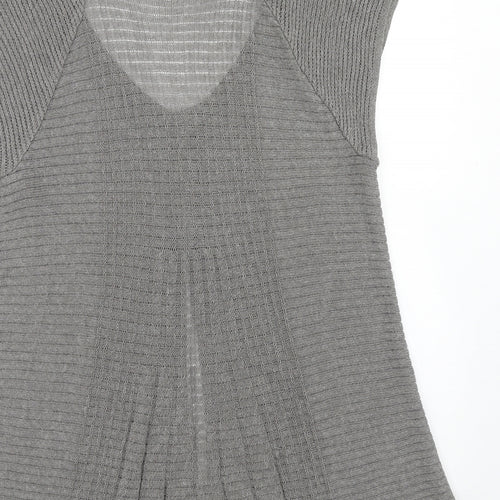 Marks and Spencer Womens Grey Round Neck Viscose Pullover Jumper Size 16