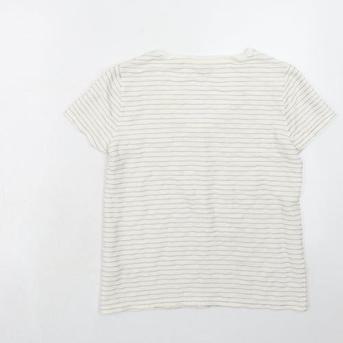 Ted Baker Womens White Striped Viscose Basic T-Shirt Size S V-Neck