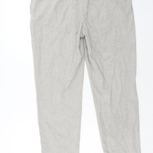 H&M Womens Grey Polyester Trousers Size 14 Regular Hook & Eye