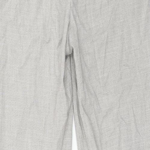 H&M Womens Grey Polyester Trousers Size 14 Regular Hook & Eye