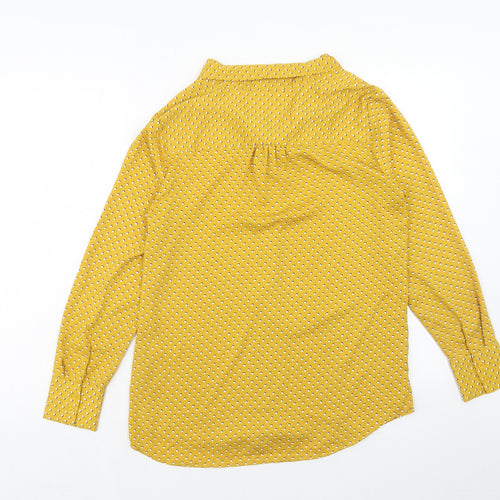 Elaine Rose Womens Yellow Polka Dot Polyester Basic Blouse Size S Round Neck - Tie Neck Detail