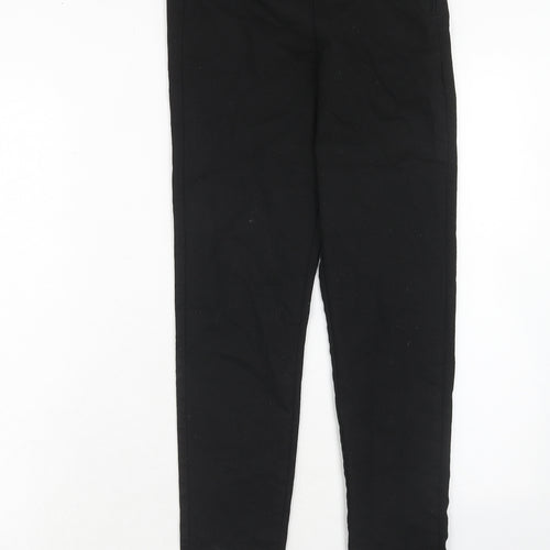 H&M Womens Black Cotton Trousers Size 10 Regular Zip