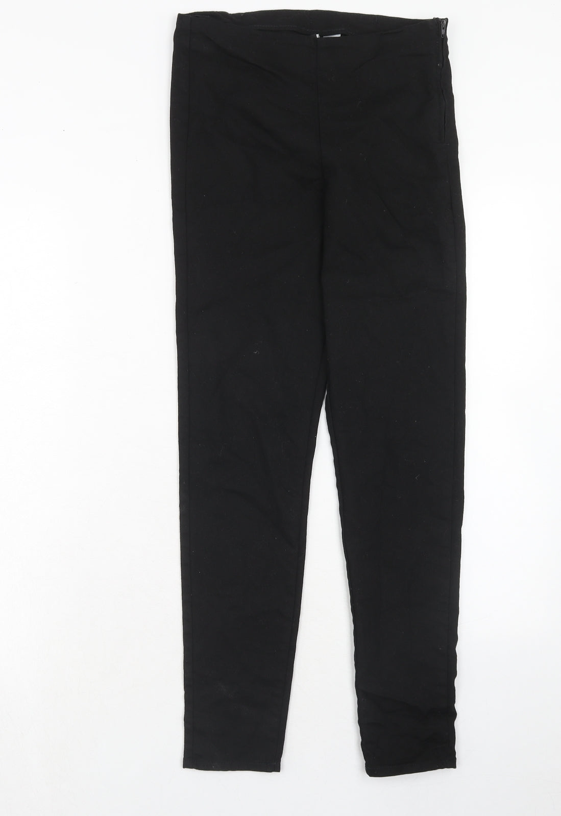 H&M Womens Black Cotton Trousers Size 10 Regular Zip