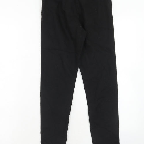 H&M Womens Black Cotton Trousers Size 10 Regular Zip