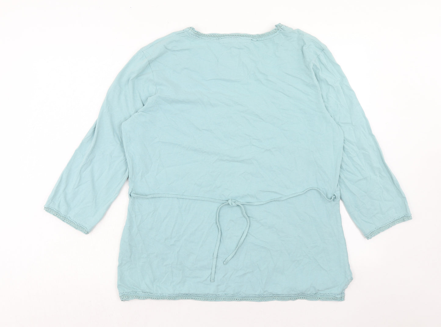 Fat Face Womens Blue Geometric Cotton Basic Blouse Size 16 Square Neck