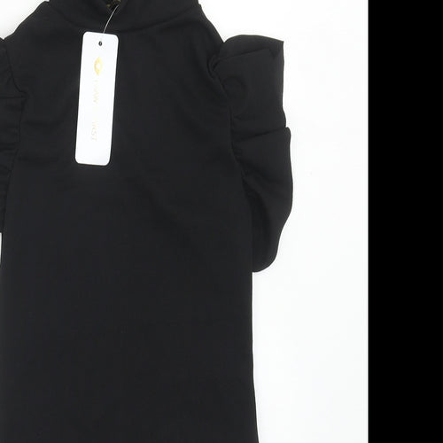 I SAW IT FIRST Womens Black Polyester Bodysuit One-Piece Size 6 Snap