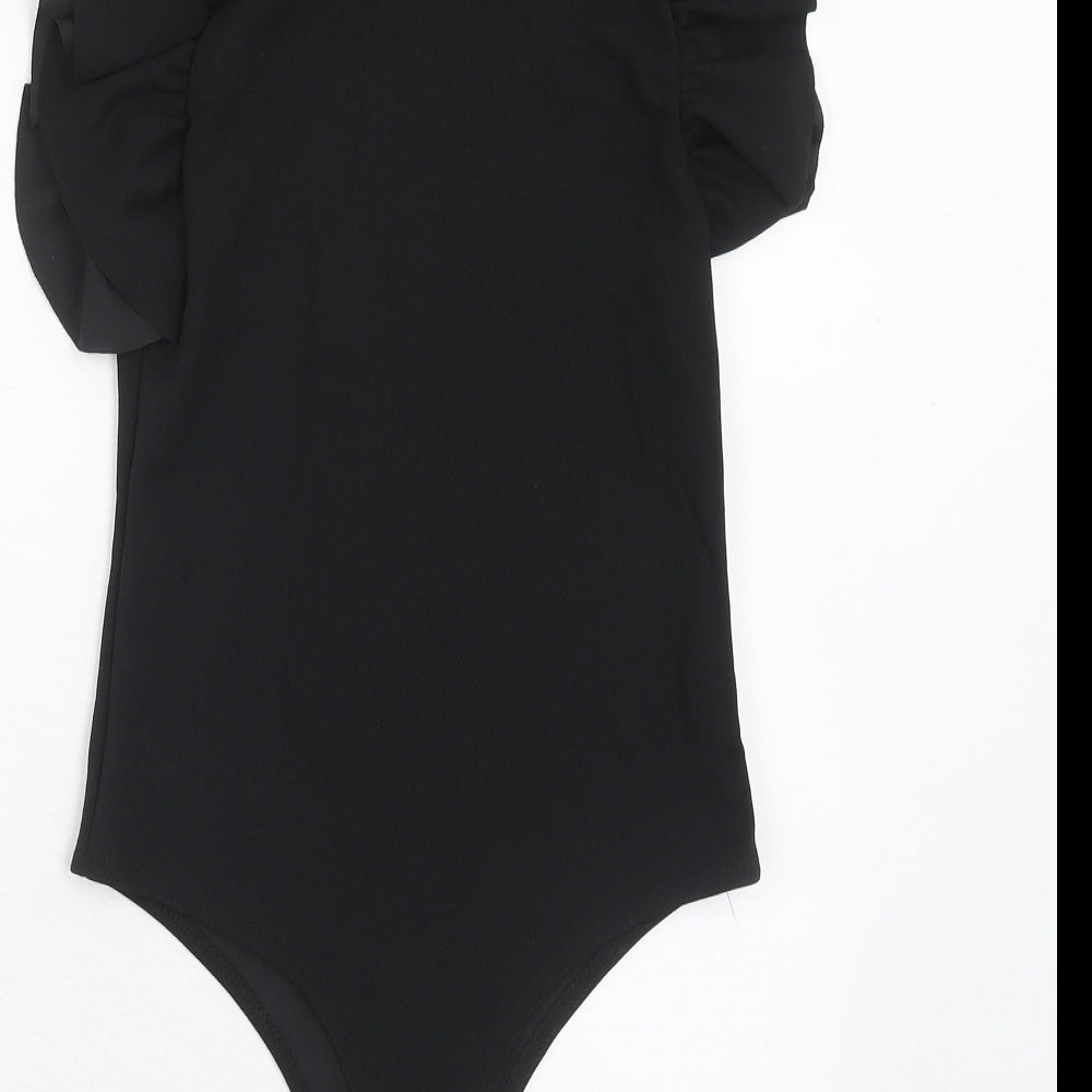 I SAW IT FIRST Womens Black Polyester Bodysuit One-Piece Size 6 Snap