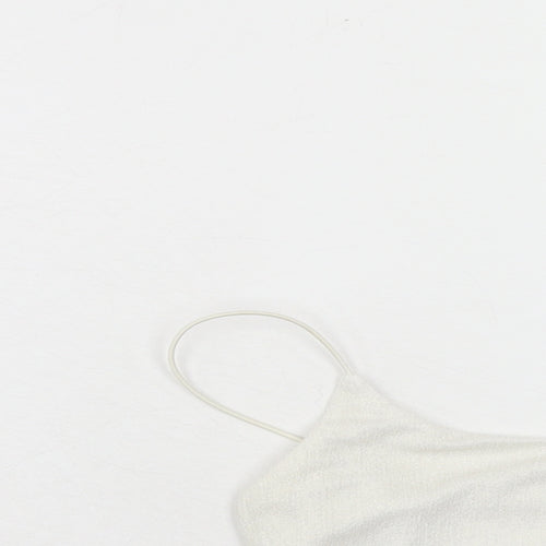 PRETTYLITTLETHING Womens White Polyester Cropped Tank Size 10 Square Neck