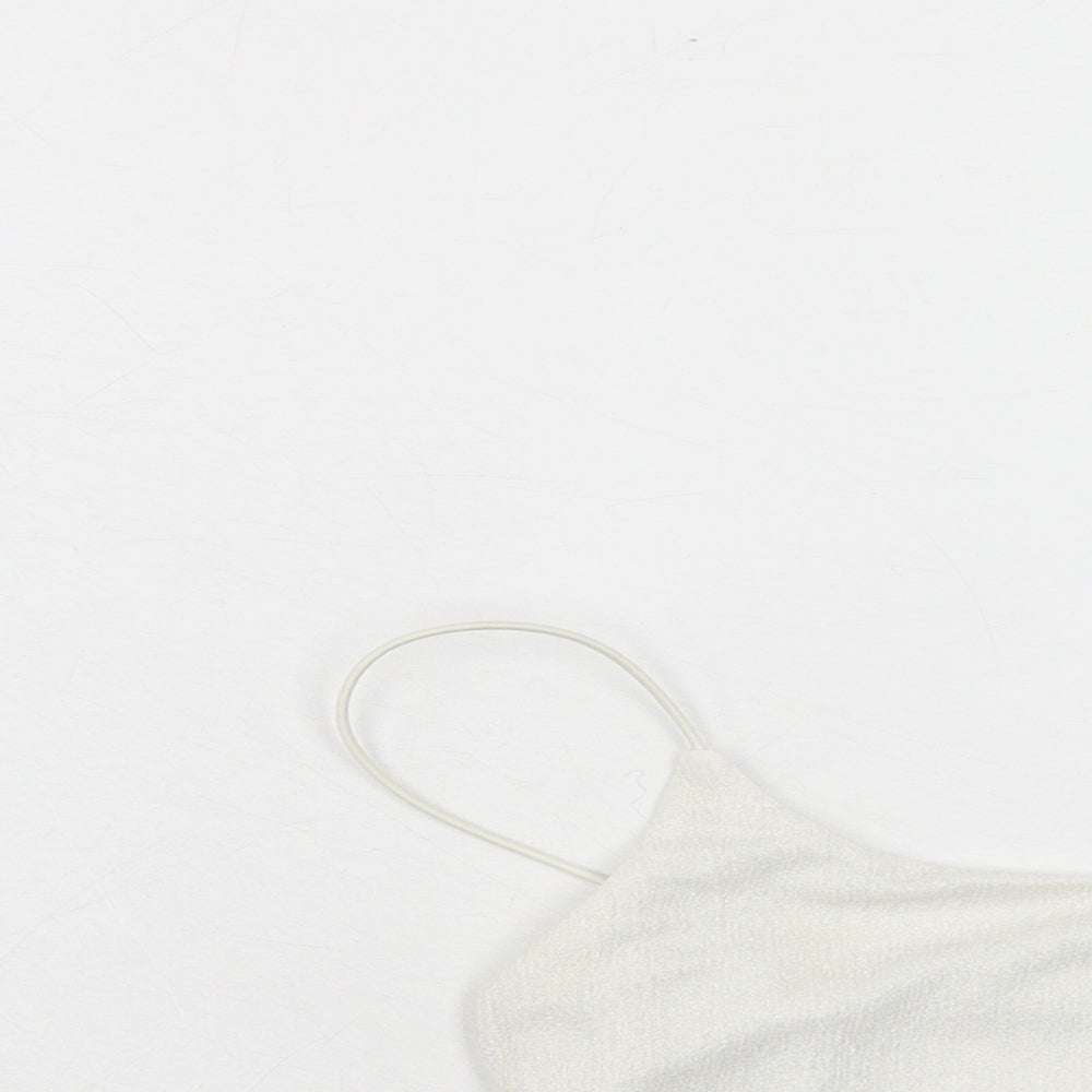 PRETTYLITTLETHING Womens White Polyester Cropped Tank Size 10 Square Neck