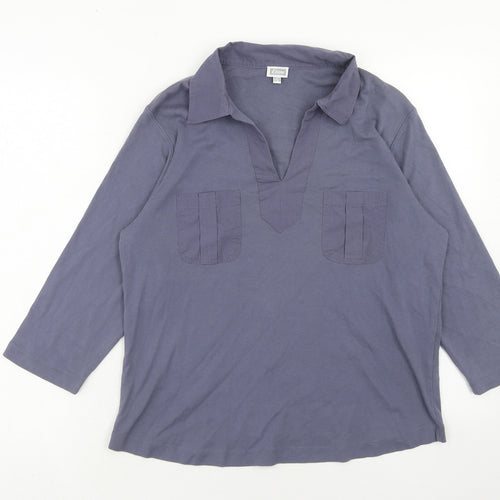 Etham Womens Purple Cotton Basic Polo Size 18 Collared