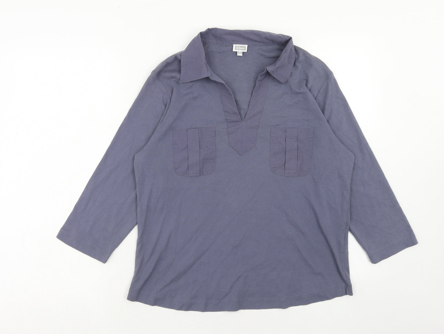Etham Womens Purple Cotton Basic Polo Size 18 Collared
