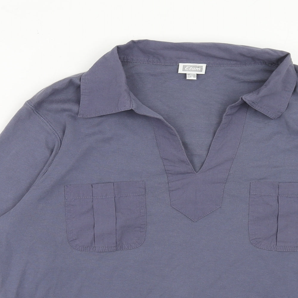 Etham Womens Purple Cotton Basic Polo Size 18 Collared