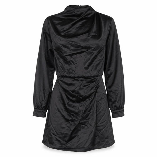 Front view of Zara women’s black polyester a-line, size M, round neck zip