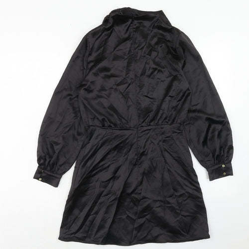 Zara Womens Black Polyester A-Line Size M Round Neck Zip