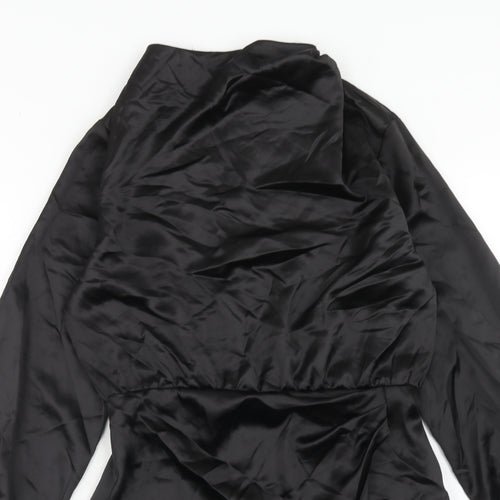 Zara Womens Black Polyester A-Line Size M Round Neck Zip