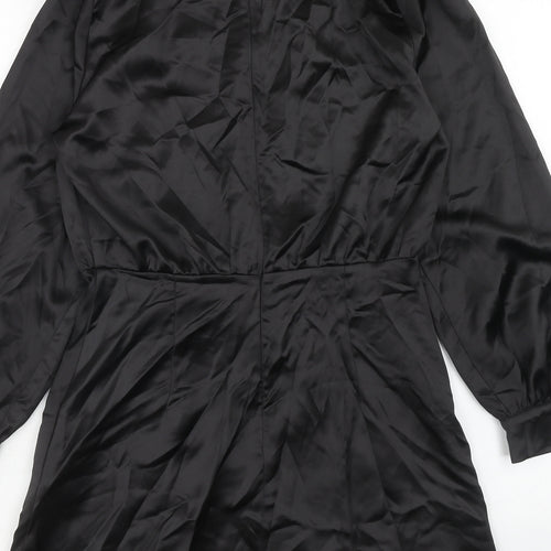 Zara Womens Black Polyester A-Line Size M Round Neck Zip