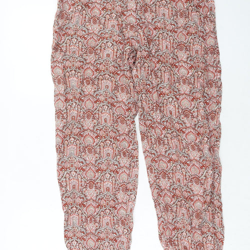 Fat Face Womens Red Geometric Viscose Harem Trousers Size 12 Regular