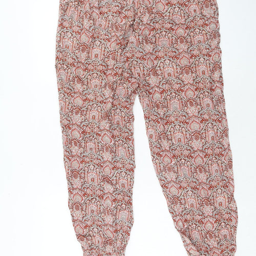 Fat Face Womens Red Geometric Viscose Harem Trousers Size 12 Regular