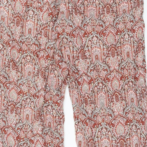 Fat Face Womens Red Geometric Viscose Harem Trousers Size 12 Regular
