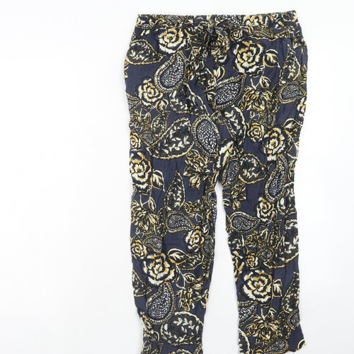 River Island Womens Blue Geometric Viscose Trousers Size 8 Regular Zip