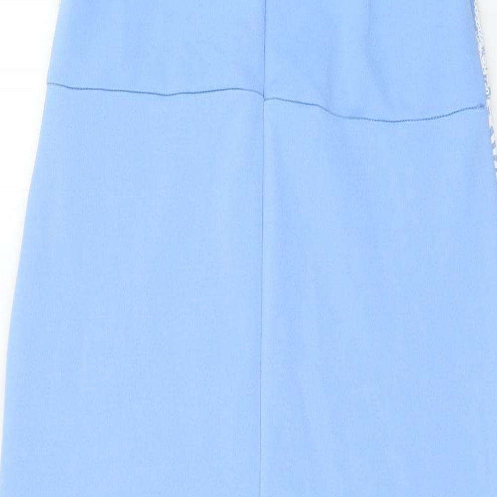 Lipsy Womens Blue Geometric Polyester Bodycon Size 10 Sweetheart Zip
