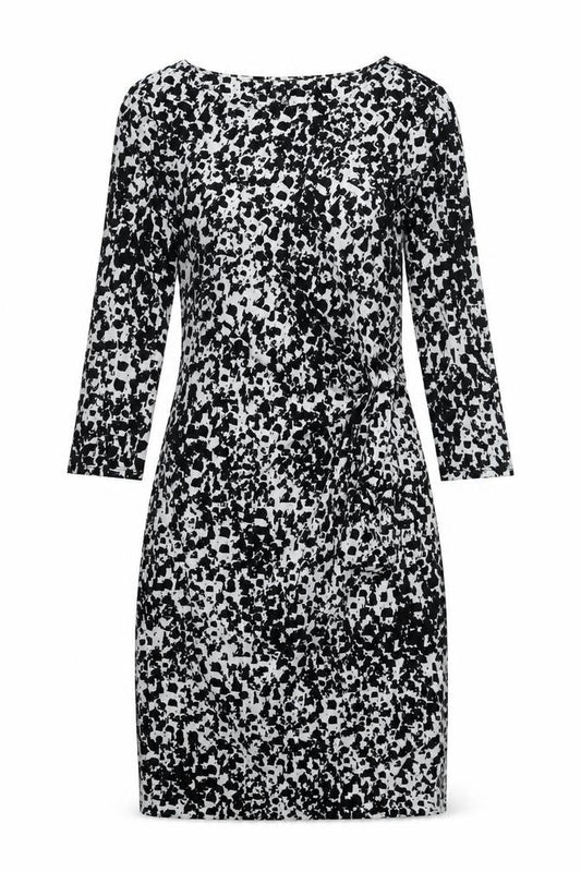 Front view of Fenn Wright Manson women’s black geometric polyester a-line, size XS, round neck pullover