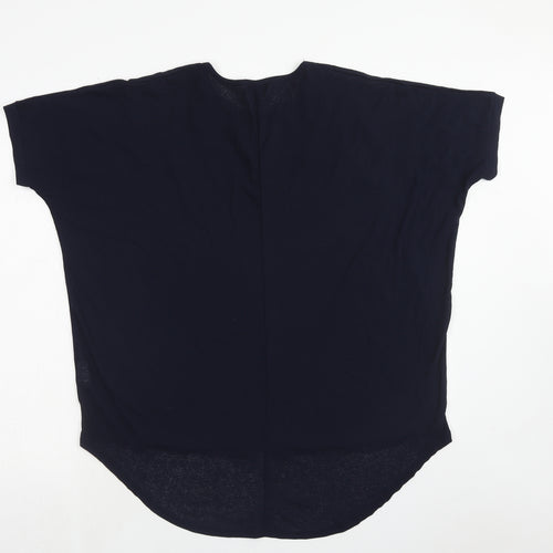 Quiz Womens Blue Polyester Basic Blouse Size S Crew Neck