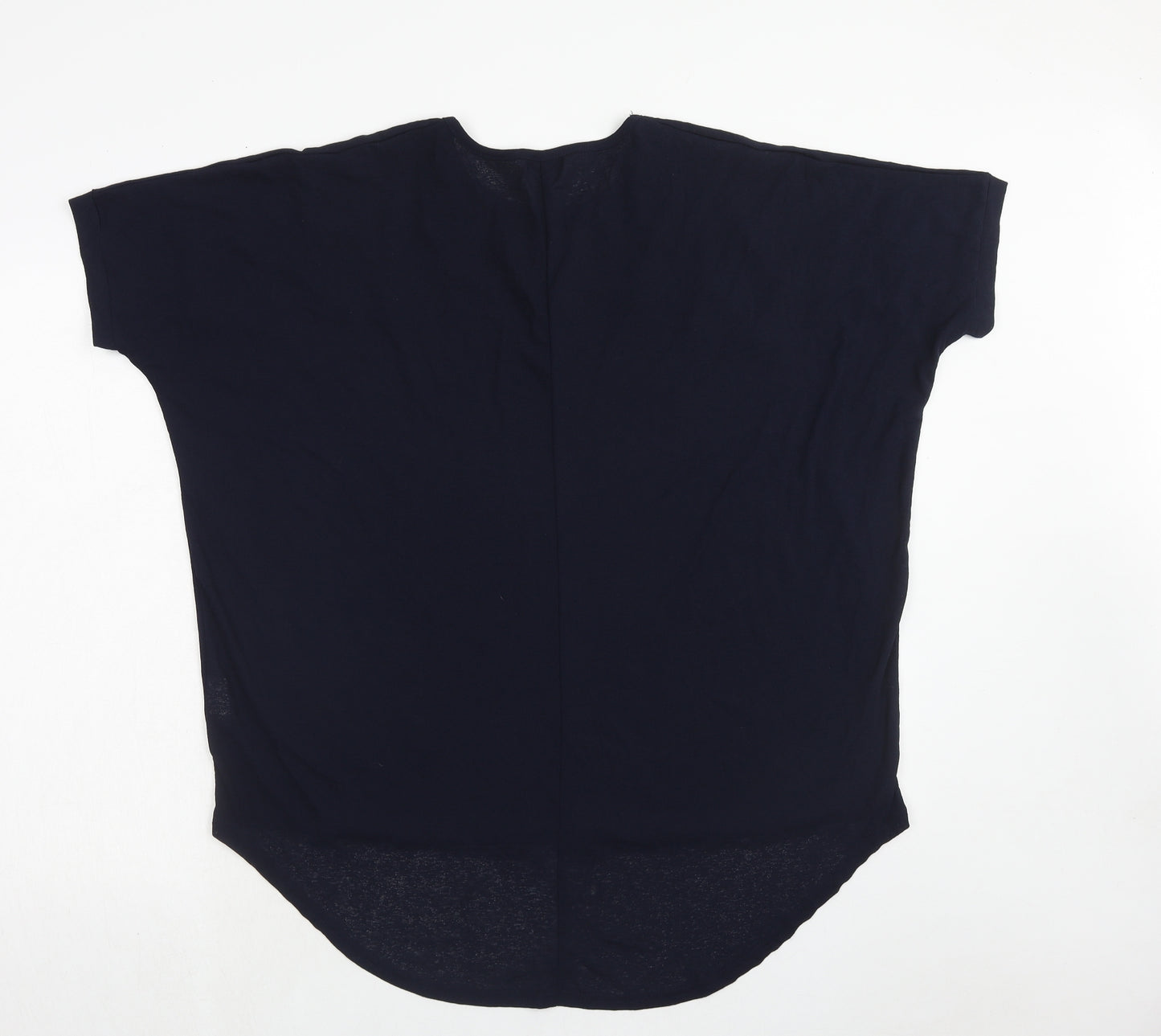 Quiz Womens Blue Polyester Basic Blouse Size S Crew Neck